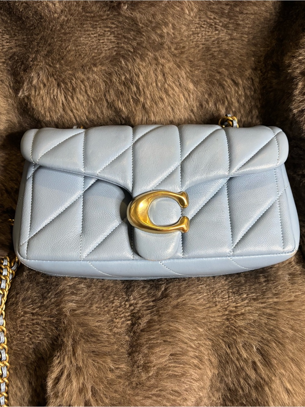 Coach Quilted Leather Crossbody in Pale Blue with Gold Hardware - Picture 4 of 12